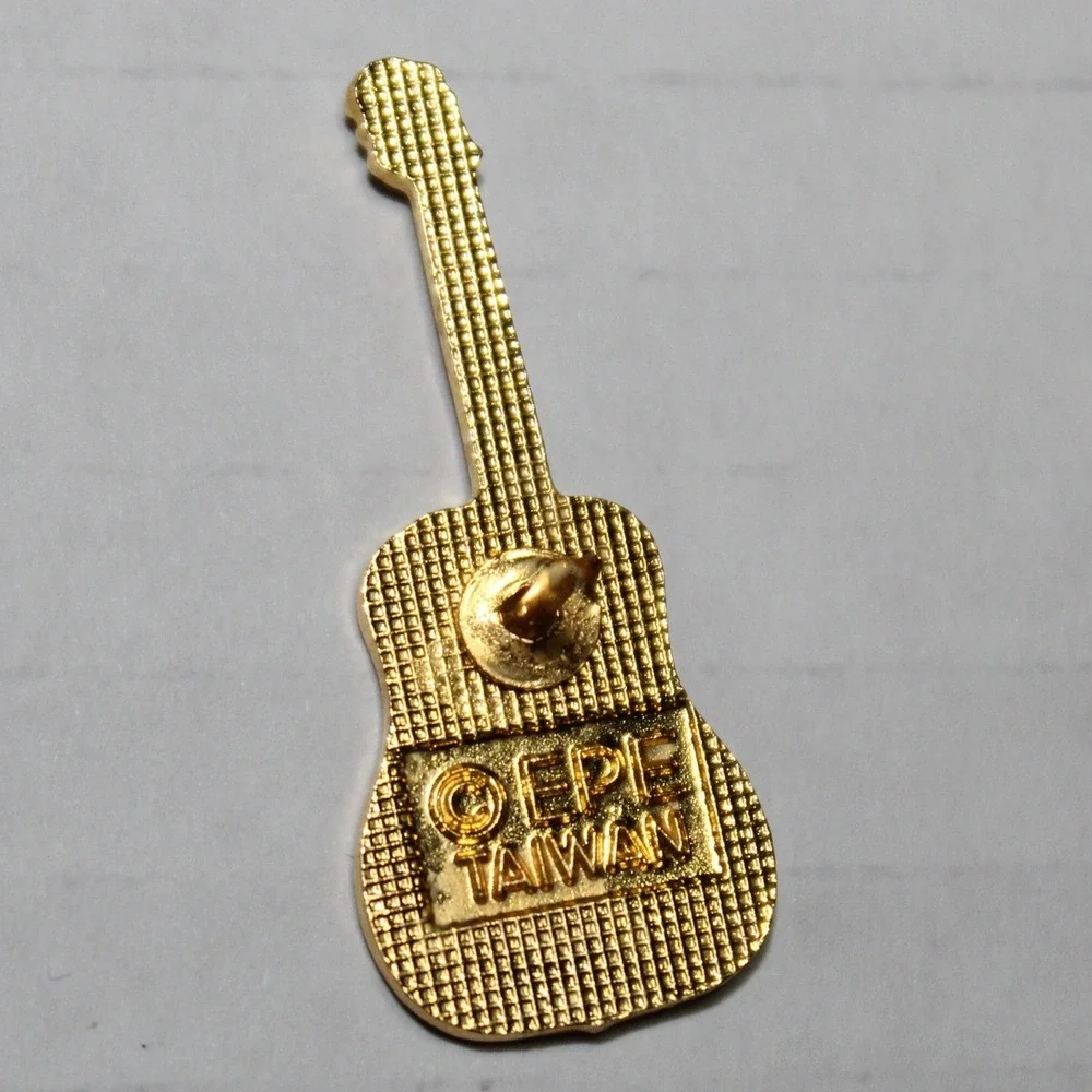 Graceland Elvis Presley Guitar Pin Red Gold Cloisonne Enamel EPE Rock Roll Music